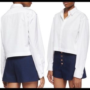 Rag & Bone Audrey Long-Sleeve Crop Shirt in White